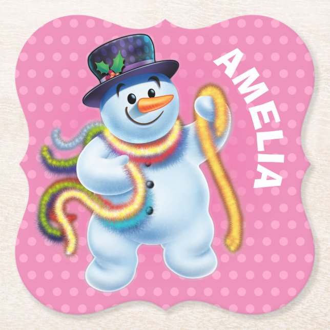 Christmas custom coaster Snowman winter wonderland (Front)