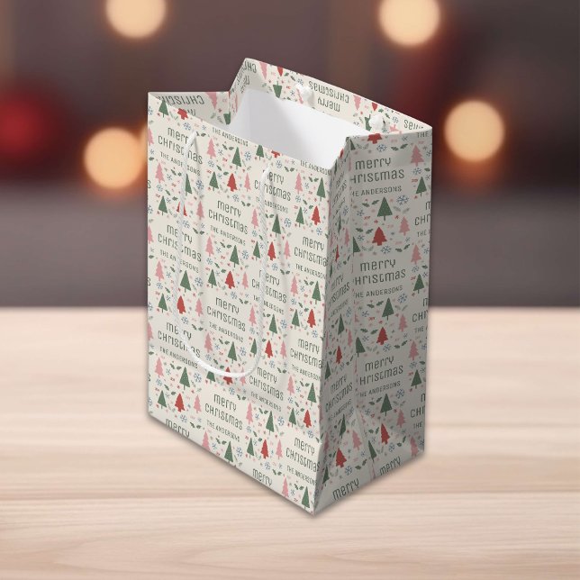 Christmas Custom Family Name Medium Gift Bag (Christmas Custom Family Name Medium Gift Bag)