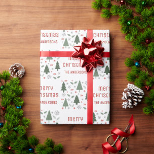 Christmas Custom Family Name Wrapping Paper