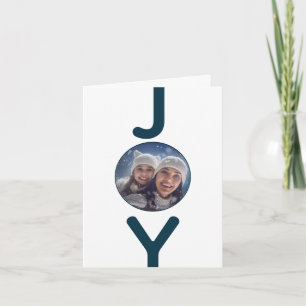 Christmas custom family photo Joy blue card