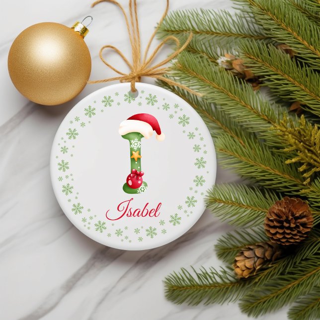 Christmas Custom Initial Monogram Family Keepsake  Ceramic Tree Decoration (custom monogrammed ornament)