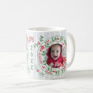 Christmas Custom Joyful Holiday Wreath Coffee Mug