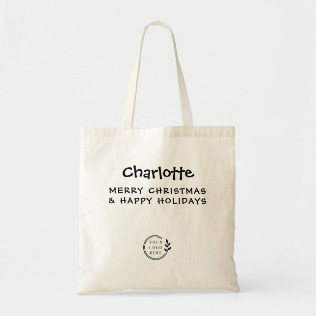 Christmas Custom Name Company Logo Budget Business Tote Bag (Front)