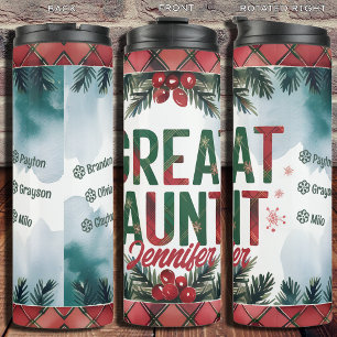 Christmas Custom Niece and Nephew Names Great Aunt Thermal Tumbler