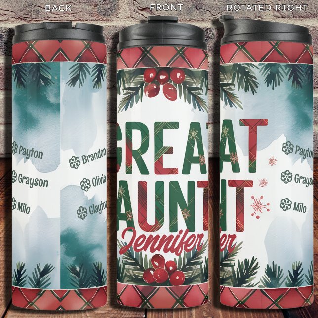 Christmas Custom Niece and Nephew Names Great Aunt Thermal Tumbler (Creator Uploaded)