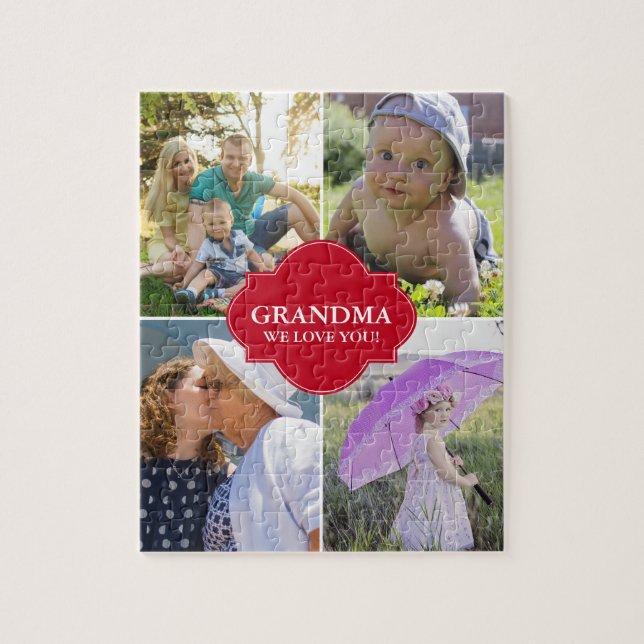 Christmas Custom Photo Collage Grandma We love you Jigsaw Puzzle (Vertical)