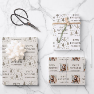 Christmas Custom Photo Family Name Wrapping Paper Sheet