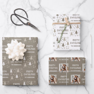 Christmas Custom Photo Family Name Wrapping Paper Sheet