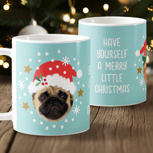 Christmas Custom Photo Funny Elf Santa Pet Blue Coffee Mug