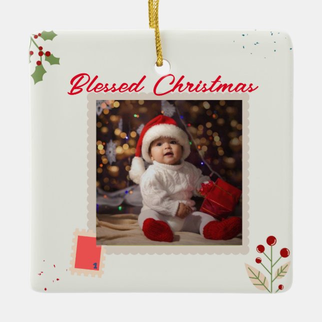 Christmas Custom Photo Ornament (Front)