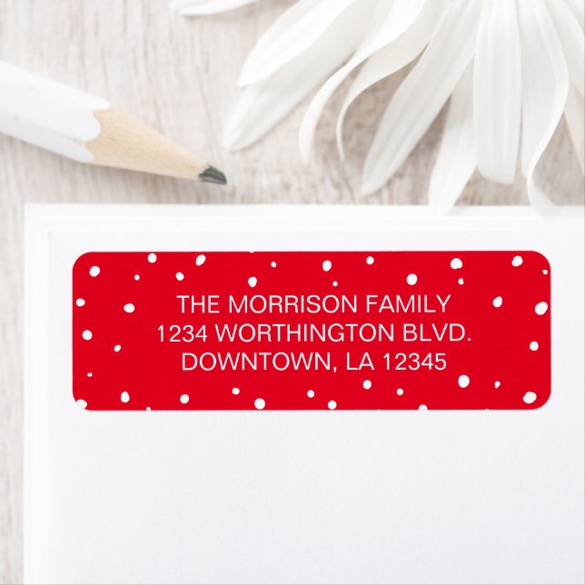 Christmas custom return address label with snow (Insitu)