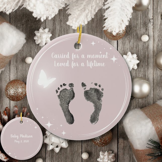 Christmas Custom Your Baby Foot Prints Butterfly Ceramic Tree Decoration (Creator Uploaded)