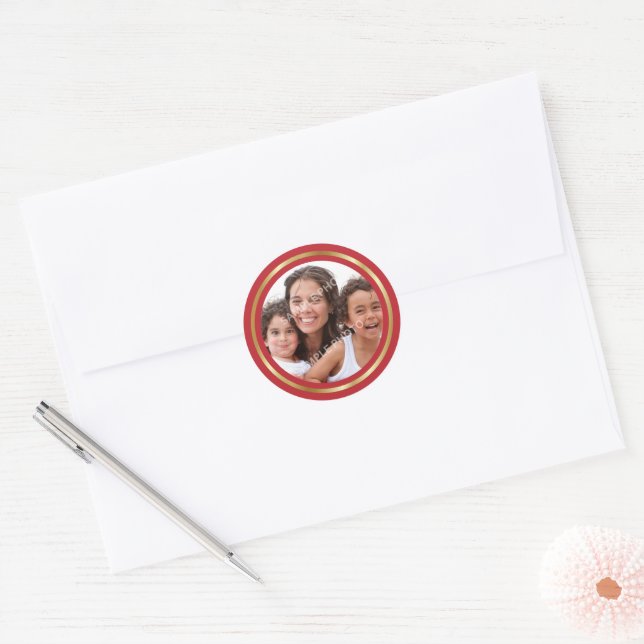 Christmas Customisable Photo Classic Round Sticker (Envelope)