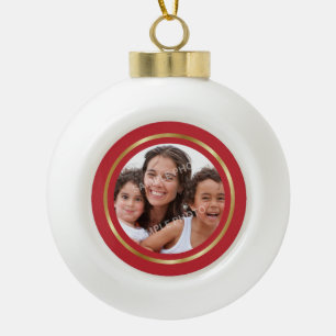 Christmas Customisable Photo Snowflake Framed Ceramic Ball Christmas Ornament