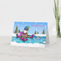 Christmas Customise W/Any Name Ice Skating Moose