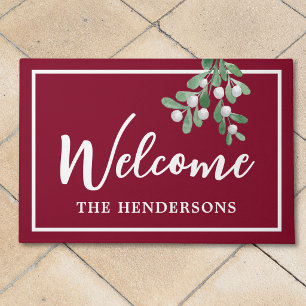 Christmas Customised Maroon Welcome Doormat