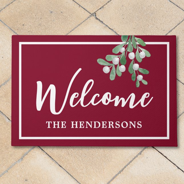 Christmas Customised Maroon Welcome  Doormat (Creator Uploaded)