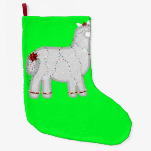 Christmas Cute Alpaca Feliz Navidad Large Christmas Stocking