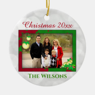 Christmas Cute Annual Family Photo Ceramic Tree Decoration