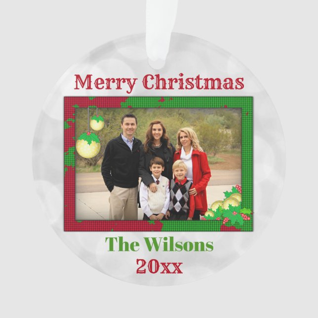 Christmas Cute Annual Family Photo Ornament (Front)