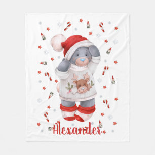Christmas cute bear fleece blanket