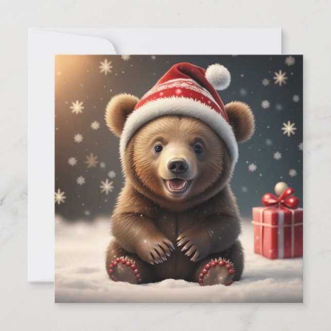 Christmas cute bear Holiday Card (Front)