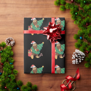 Christmas Cute Bigfoot Sasquatch Xmas Tree Lights Wrapping Paper