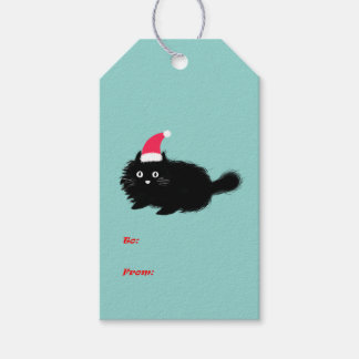 Christmas cute black cat gift tag