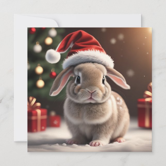 Christmas cute bunny Holiday Card (Front)