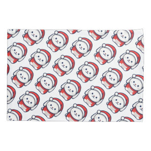 Christmas Cute Bunny in Santa hat Pillowcase