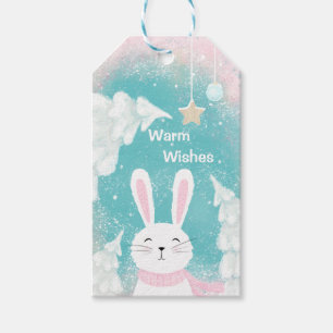 Christmas Cute Bunny Pink and Mint Gift Tags