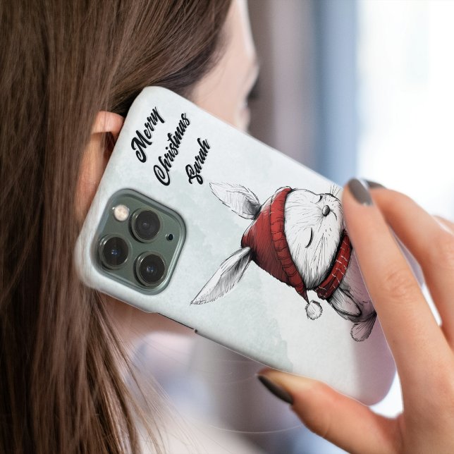 Christmas Cute Bunny Red Hat Case-Mate iPhone Case (Creator Uploaded)