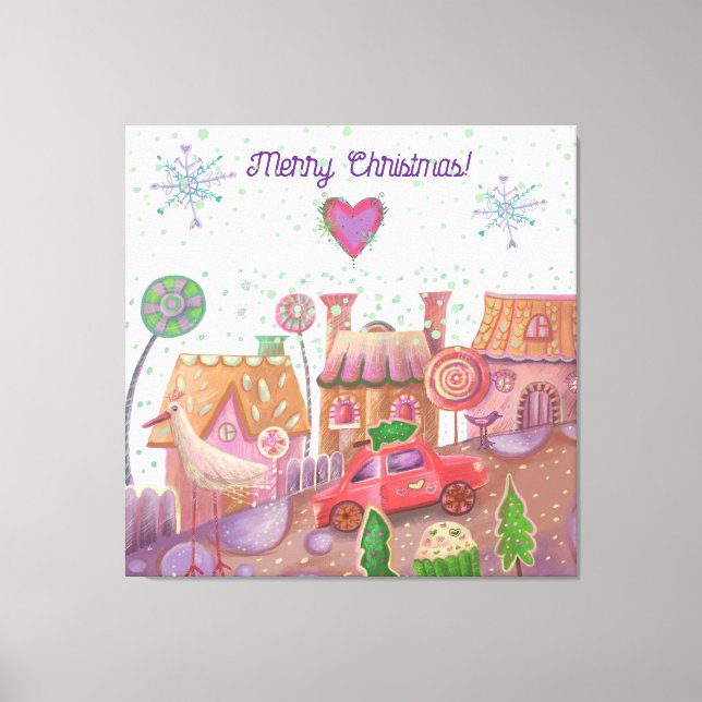 christmas  cute car canvas print (Front)