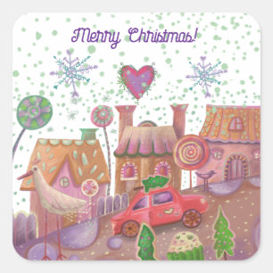 christmas  cute car square sticker