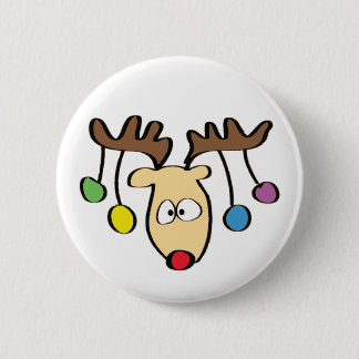 Christmas Cute Cartoon Red Nose Reindeer 6 Cm Round Badge