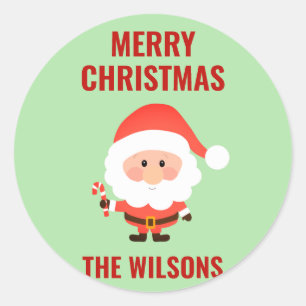 Christmas Cute Cartoon Santa Family Classic Round Sticker