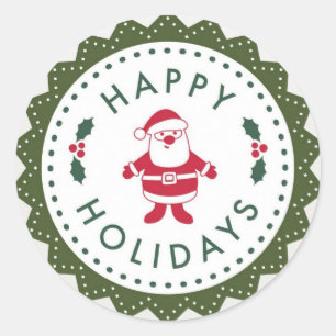 Christmas Cute Cartoon Santa Happy Holidays Classic Round Sticker