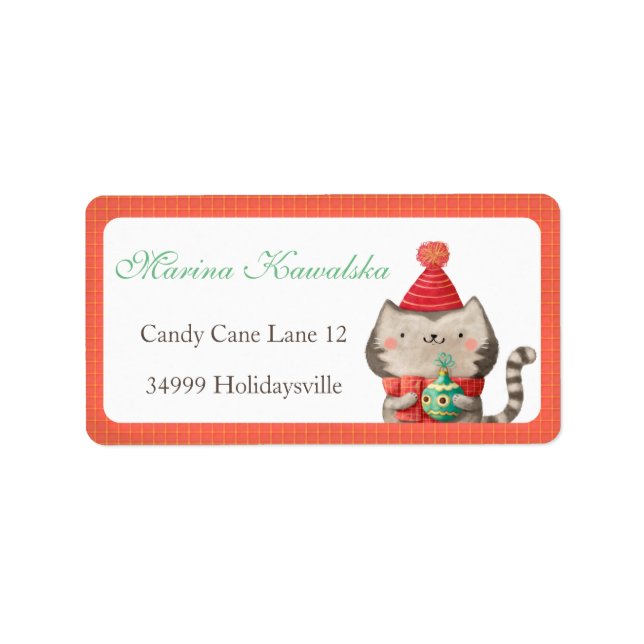 Christmas Cute Cat Address Labels (Front)