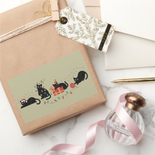 Christmas Cute Cat Lover Crew Christmas Lights Rectangular Sticker