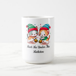 Christmas Cute Cat Meet Me Under The MistleToe Coffee Mug