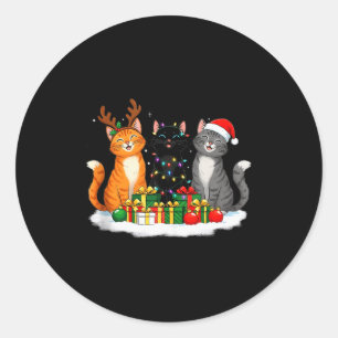 Christmas Cute Cats & Kittens With Santa Hat, Classic Round Sticker