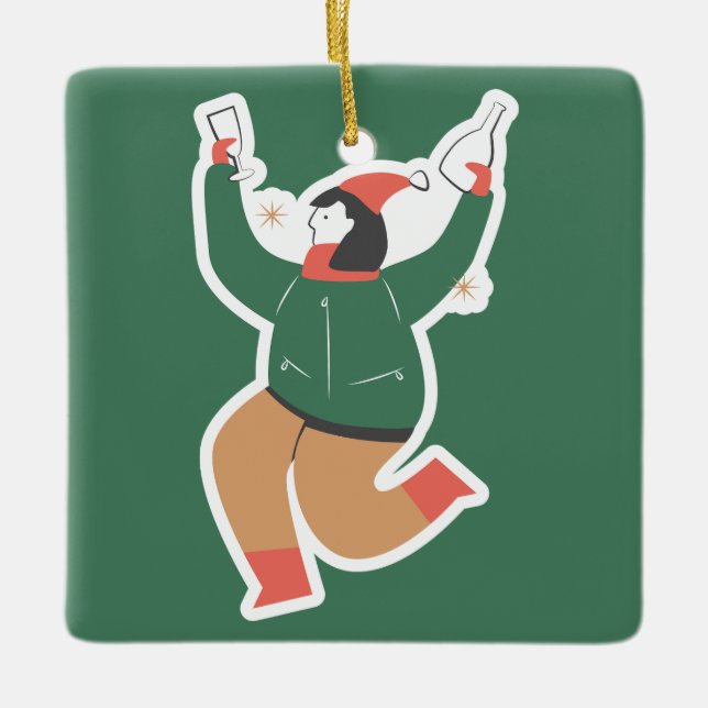  Christmas Cute  Ceramic Ornament (Front)