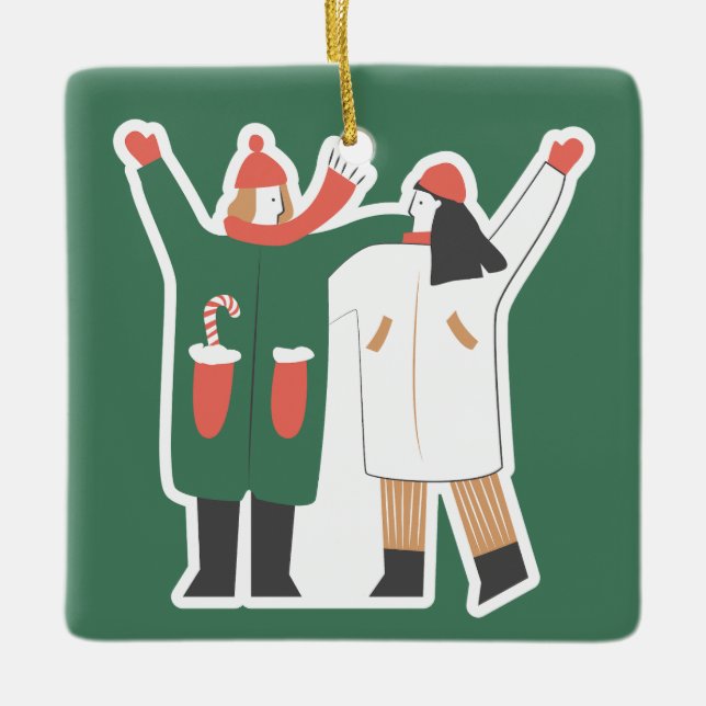  Christmas Cute  Ceramic Ornament (Front)