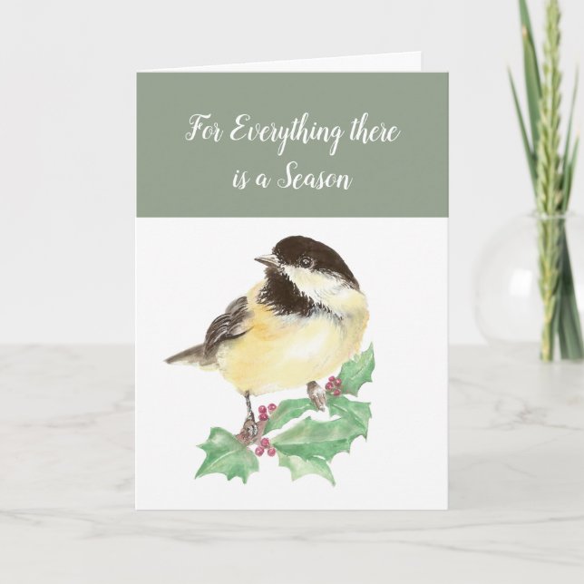 Christmas Cute Chickadee Bird Bible Scripture Holiday Card (Front)