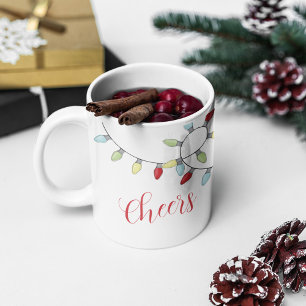 Christmas Cute Colourful Lights Calligraphy Cheers Coffee Mug