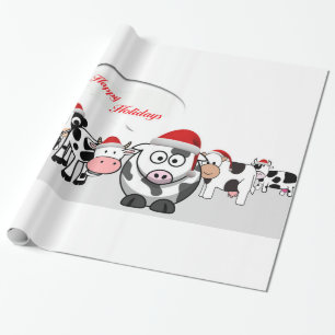 Christmas Cute Cows Happy Holidays Wrapping Paper