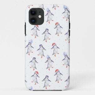 Christmas Cute Dancing Penguins Pattern iPhone 11 Case