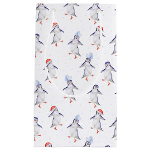 Christmas Cute Dancing Penguins Pattern Small Gift Small Gift Bag