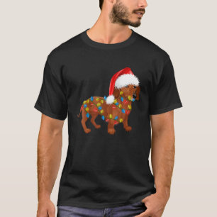 Christmas - Cute Daschund With Christmas Lights T-Shirt