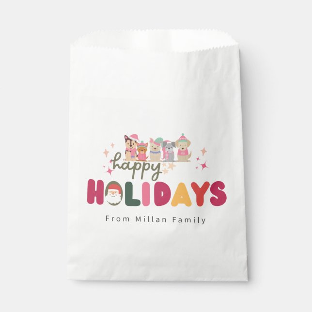 Christmas cute dog family modern favour bags (Front)